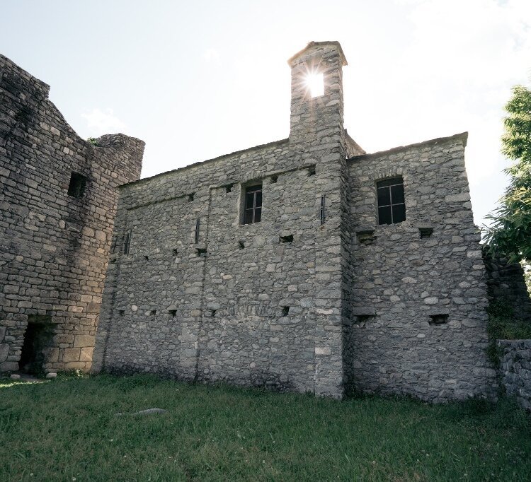 At Domofole Castle, a tower overlooking the lake