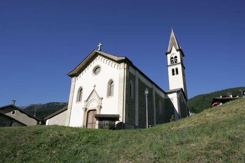 Close-up of the Church of San Lorenzo in Oga