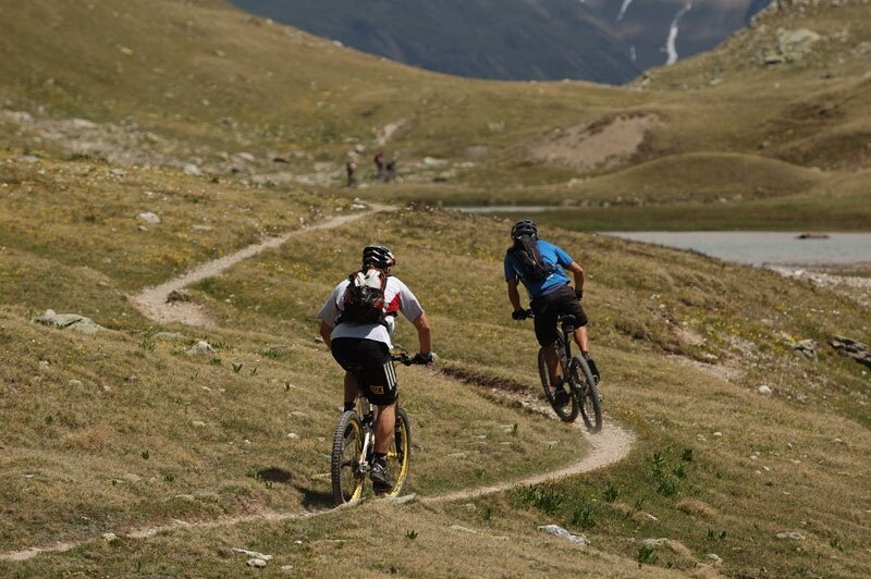 The downhill path to the Cancano Lakes